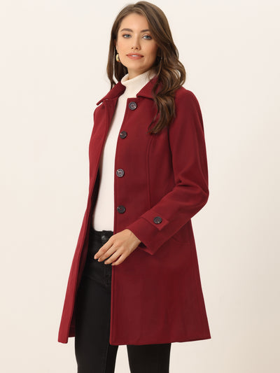 Winter Peter Pan Collar Mid-thigh A-line Single Breasted Pea Coat