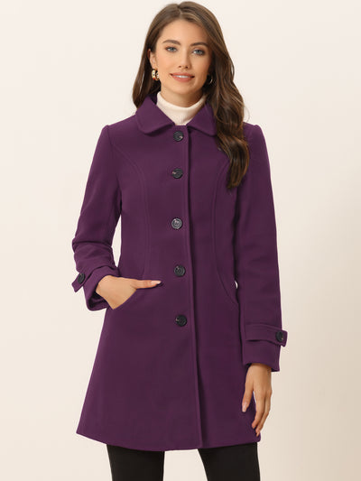 Winter Peter Pan Collar Mid-thigh A-line Single Breasted Pea Coat