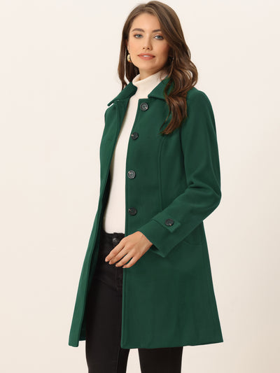 Winter Peter Pan Collar Mid-thigh A-line Single Breasted Pea Coat