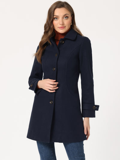 Winter Peter Pan Collar Mid-thigh A-line Single Breasted Pea Coat