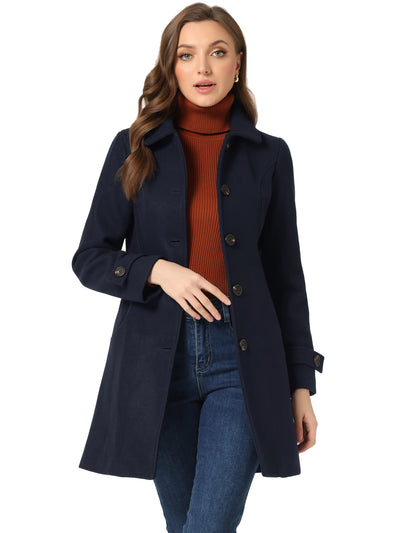 Winter Peter Pan Collar Mid-thigh A-line Single Breasted Pea Coat