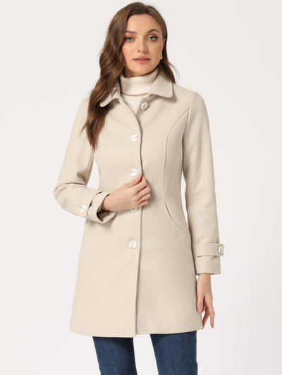 Winter Peter Pan Collar Mid-thigh A-line Single Breasted Pea Coat