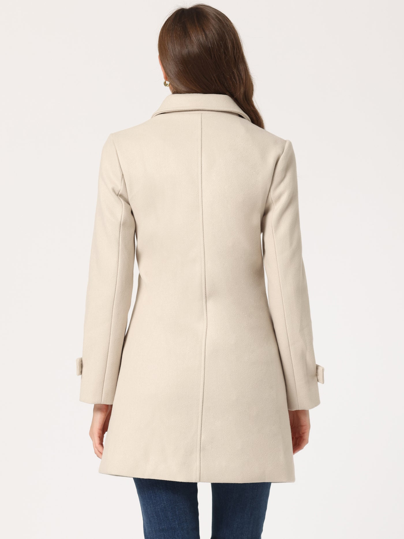 Allegra K Winter Peter Pan Collar Mid-thigh A-line Single Breasted Pea Coat