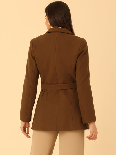 Double Breasted Coat Jacket Work Office Elegant Winter Lapel Blazer