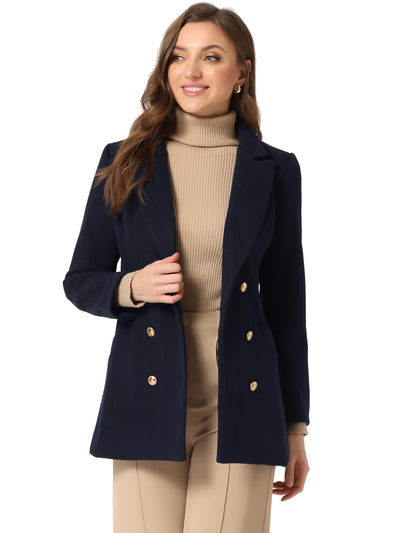 Double Breasted Coat Jacket Work Office Elegant Winter Lapel Blazer