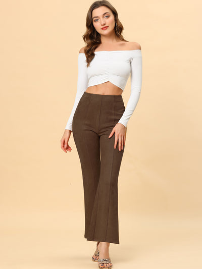 Faux Suede Wide Leg Casual Business Flared Bell Pants