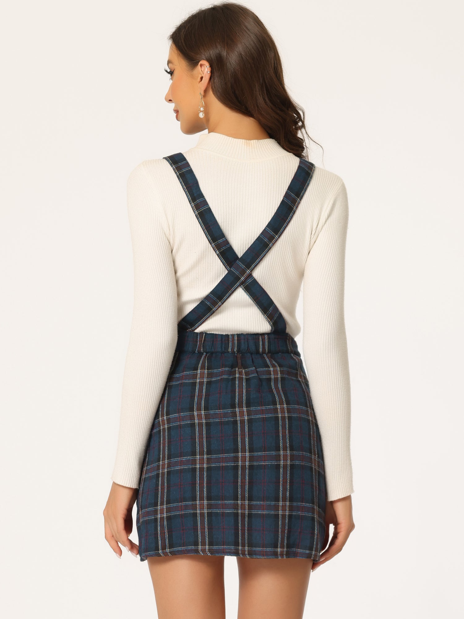 Allegra K Women's Suspender Skirt Adjustable Strap Pinafore