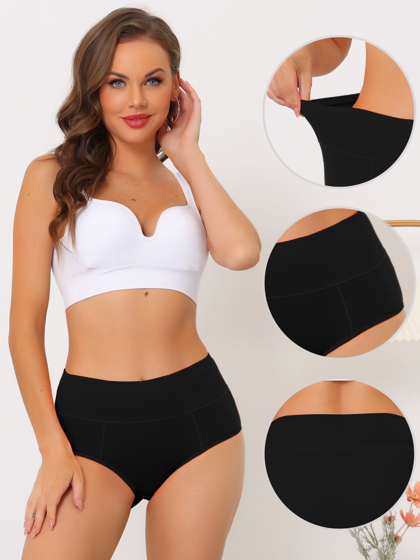 Allegra K Women's Cotton High Waist (Available in Plus Size), Tummy Control Underwear