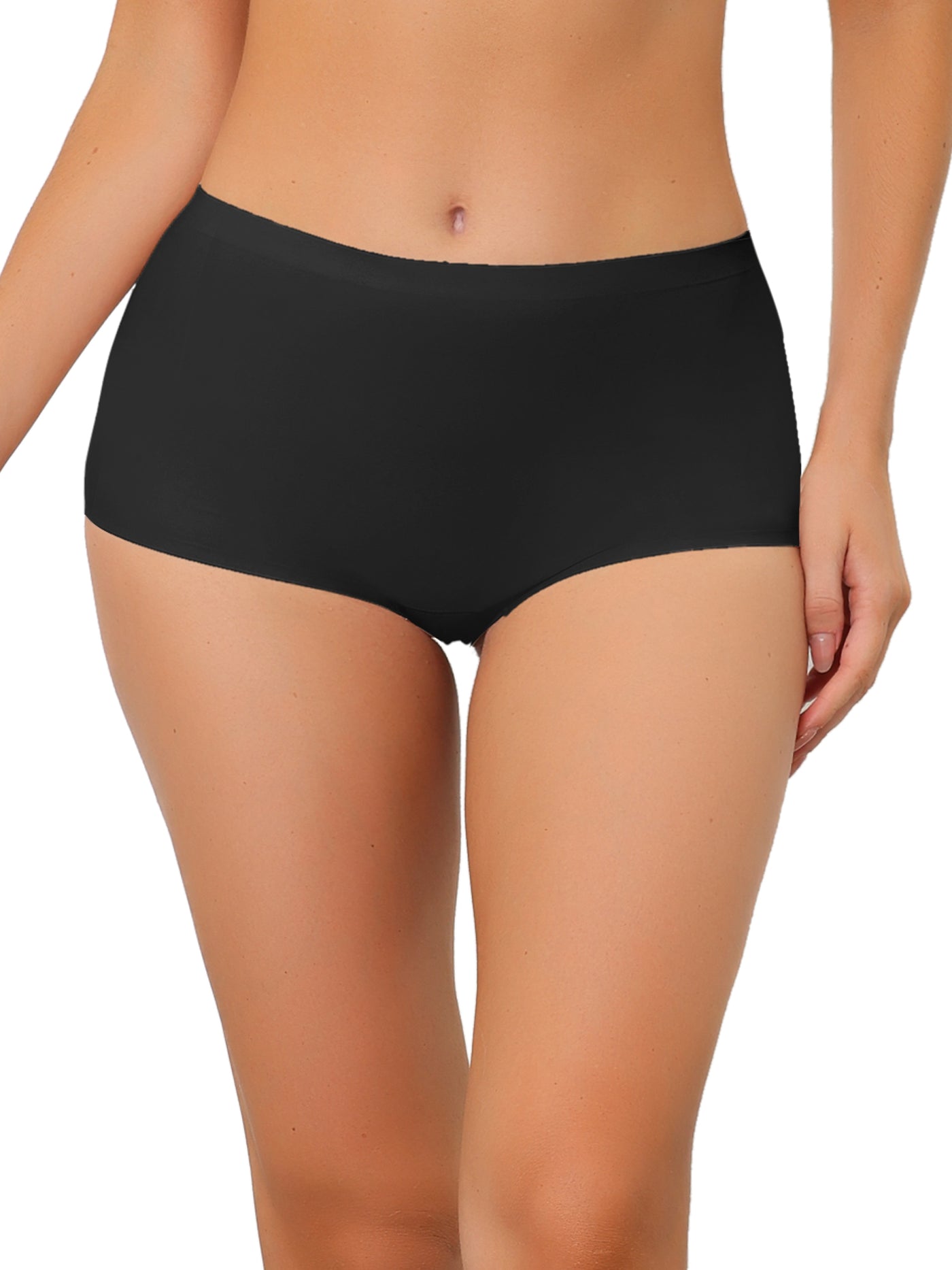 Allegra K Women's Boyshorts Underwear Unlined Invisible Mid Rise Stretch Solid Panties
