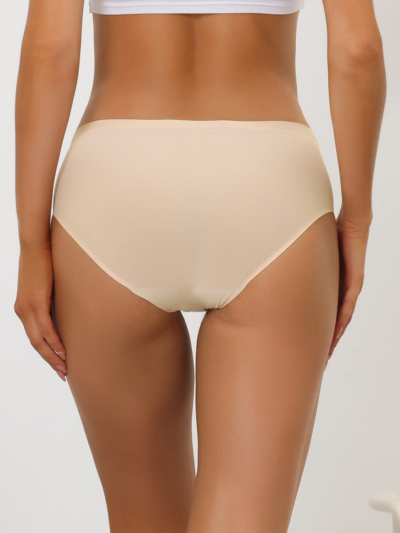 Allegra K Women's No-show Unlined V-shape Waist Stretch Hipster Underwear  Beige Large : Target