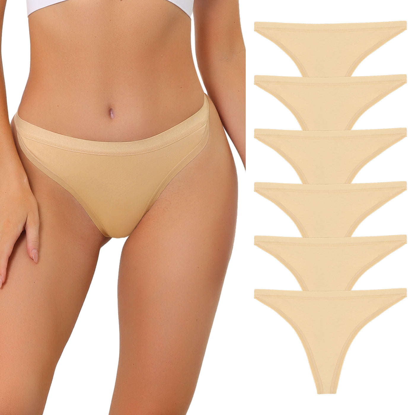 Allegra K Thongs for Women Packs G-String Panties Breathable Hi-Cut Tangas Underwear