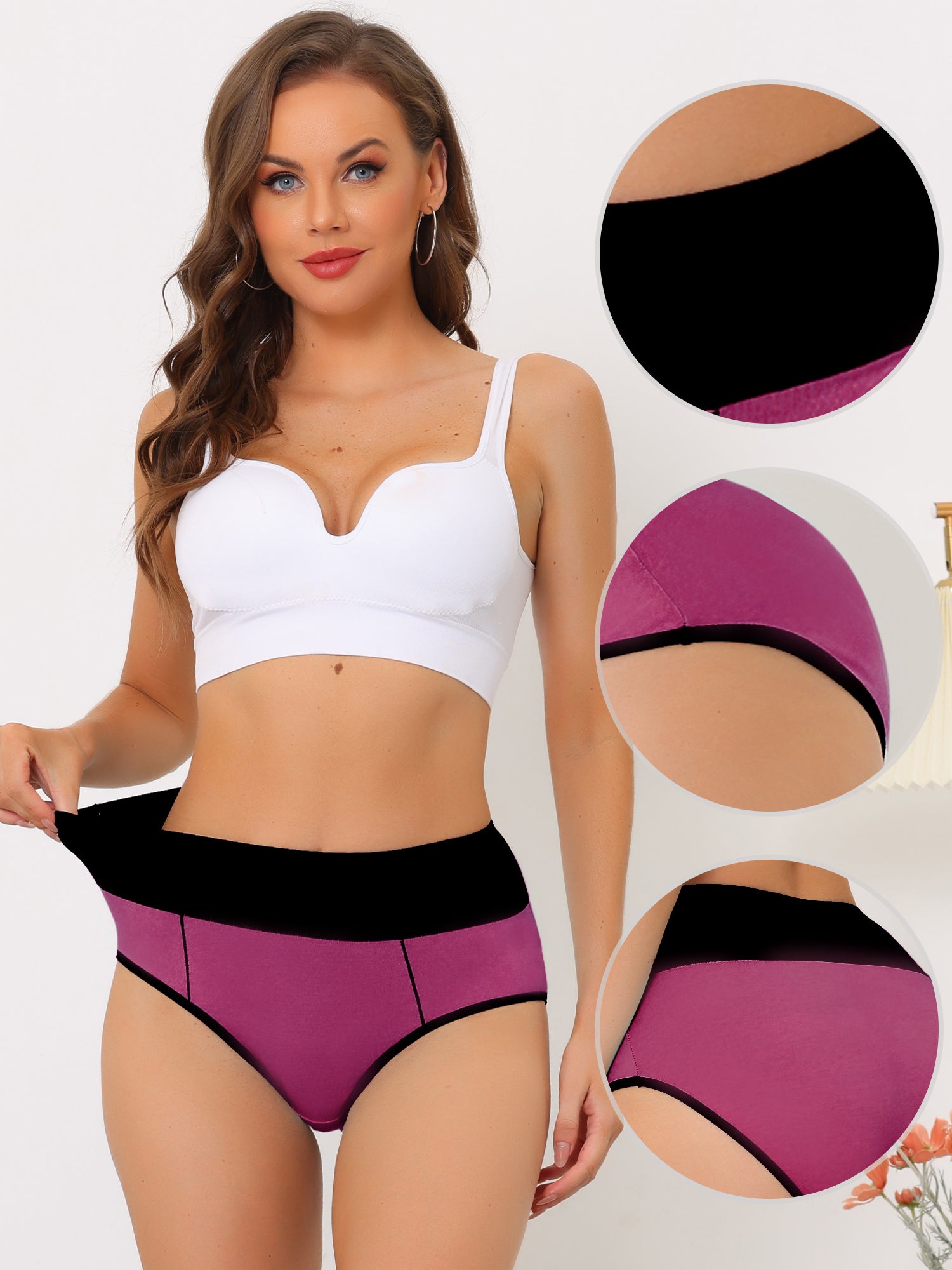 Women's High Waist Tummy Control Color-Block Brief, Available in Plus Size