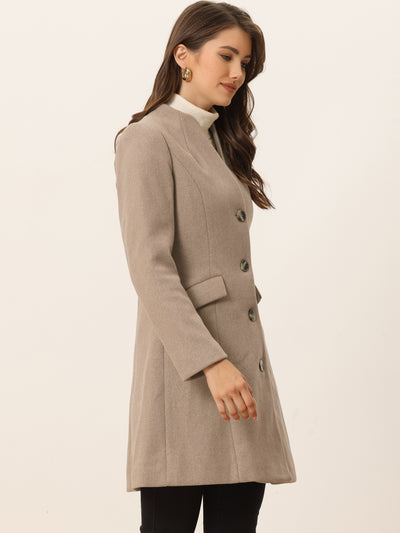 Elegant Winter Overcoat V Neck Single Breasted Long Coat