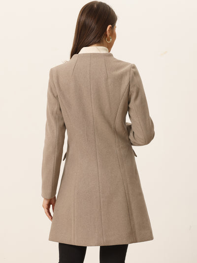 Elegant Winter Overcoat V Neck Single Breasted Long Coat