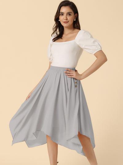 Elastic Waist Chiffon Handkerchief Hem Midi Skirt