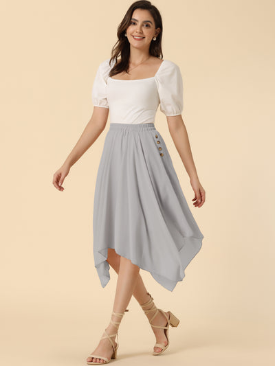 Elastic Waist Chiffon Handkerchief Hem Midi Skirt