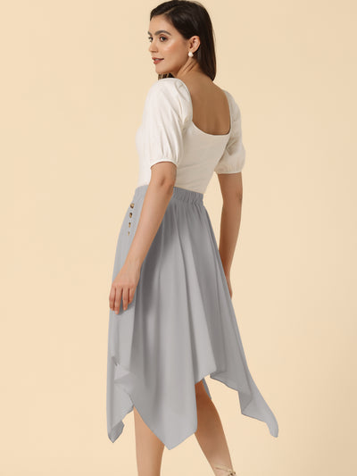 Elastic Waist Chiffon Handkerchief Hem Midi Skirt