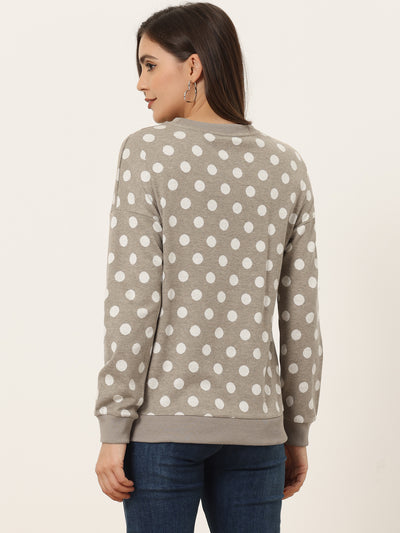 Winter Knitted Pullover Sweatshirt Long Sleeve Polka Dot Sweater