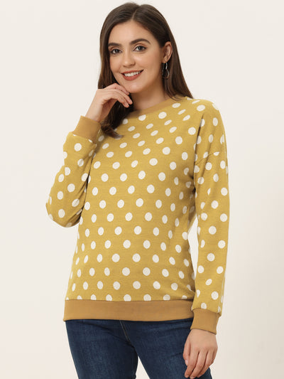 Winter Knitted Pullover Sweatshirt Long Sleeve Polka Dot Sweater