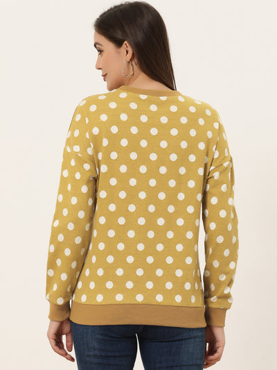 Winter Knitted Pullover Sweatshirt Long Sleeve Polka Dot Sweater