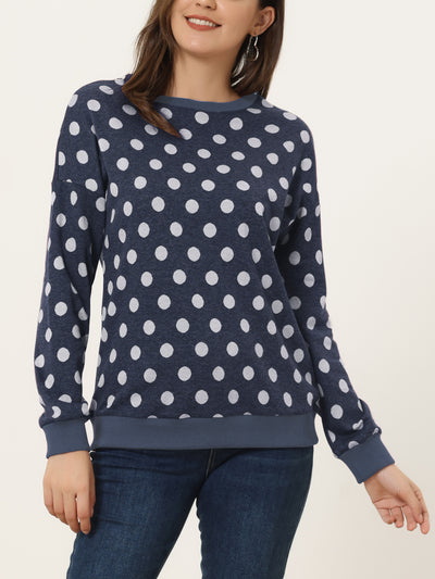 Winter Knitted Pullover Sweatshirt Long Sleeve Polka Dot Sweater