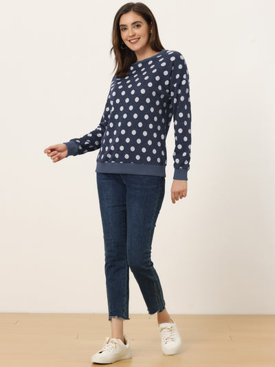 Winter Knitted Pullover Sweatshirt Long Sleeve Polka Dot Sweater