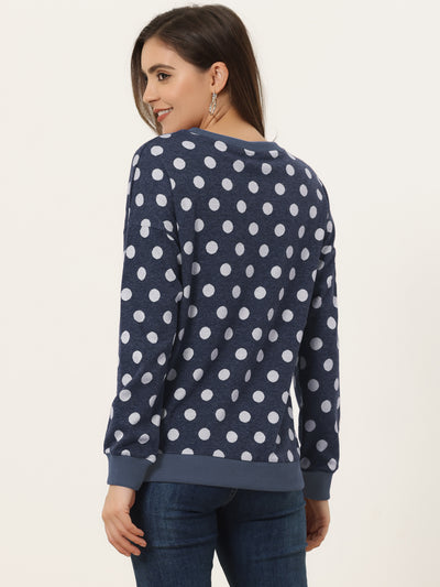 Winter Knitted Pullover Sweatshirt Long Sleeve Polka Dot Sweater