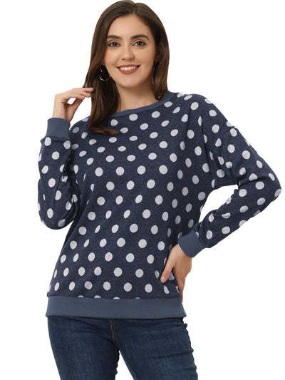 Winter Knitted Pullover Sweatshirt Long Sleeve Polka Dot Sweater