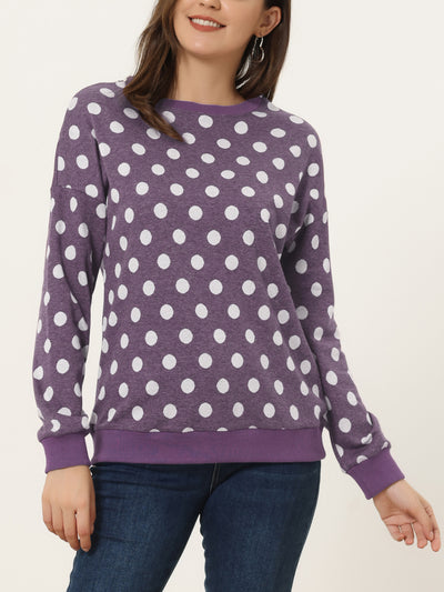 Winter Knitted Pullover Sweatshirt Long Sleeve Polka Dot Sweater