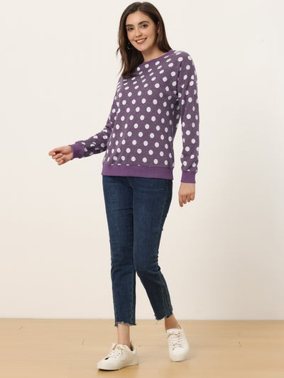 Winter Knitted Pullover Sweatshirt Long Sleeve Polka Dot Sweater