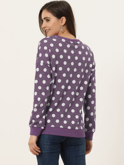 Winter Knitted Pullover Sweatshirt Long Sleeve Polka Dot Sweater