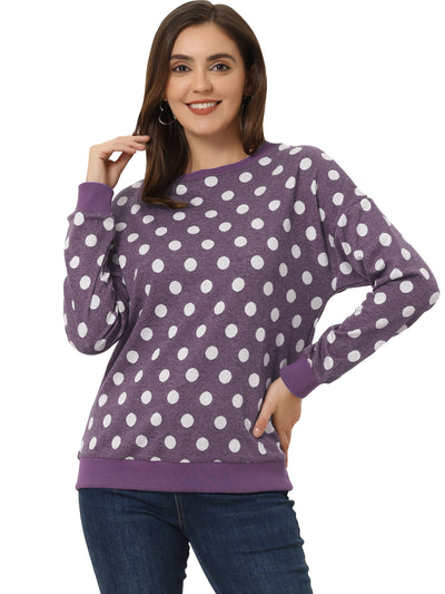 Winter Knitted Pullover Sweatshirt Long Sleeve Polka Dot Sweater