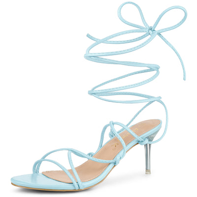 Women's Lace Up Open Toe Strappy Stiletto Heels Sandals