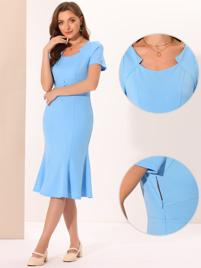 Vintage Work Cocktail Mermaid Sheath Fishtail Bodycon Midi Dress