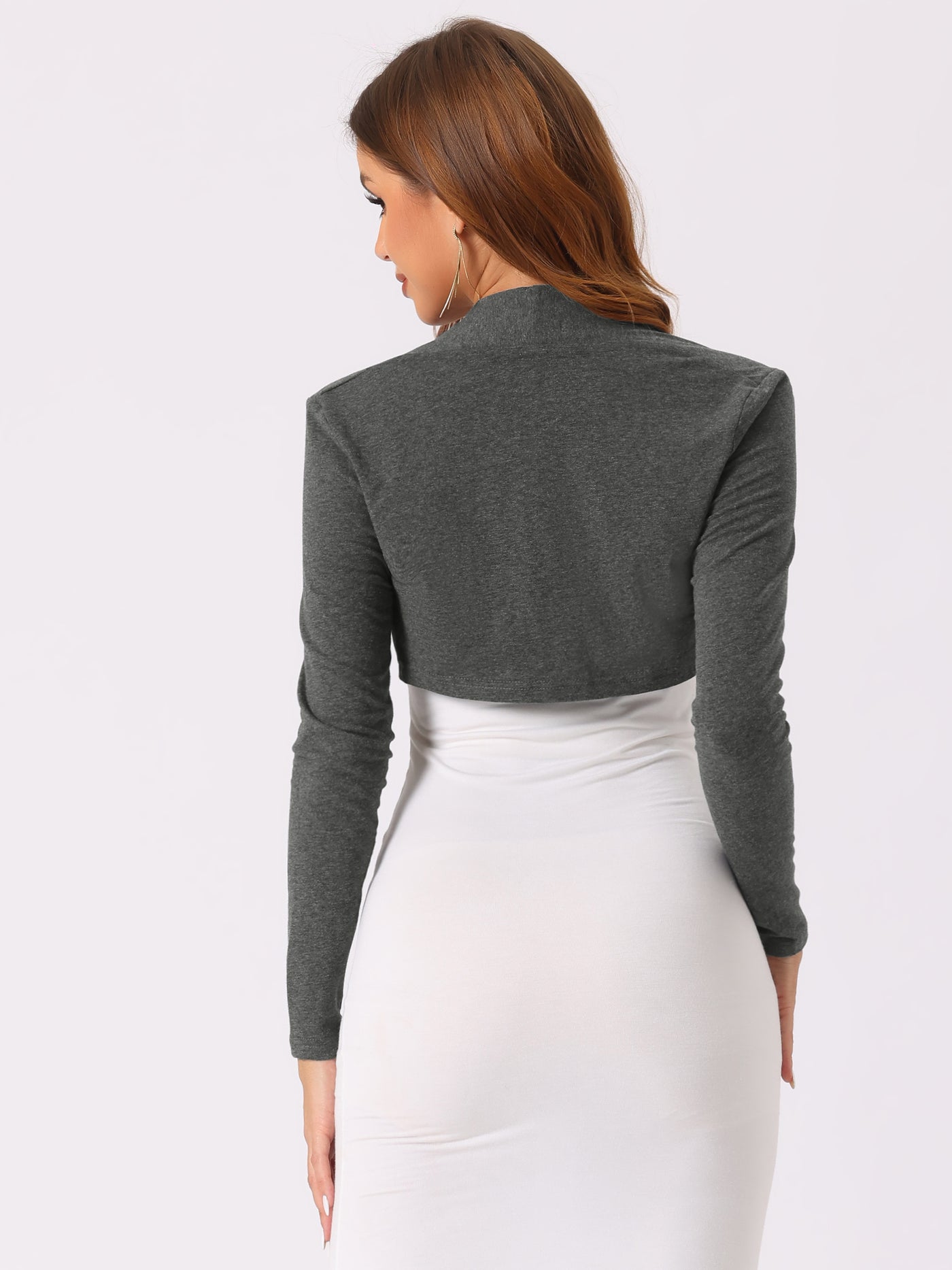 Allegra K Elegant Long Sleeve Knit Open Front Cropped Bolero Shrug