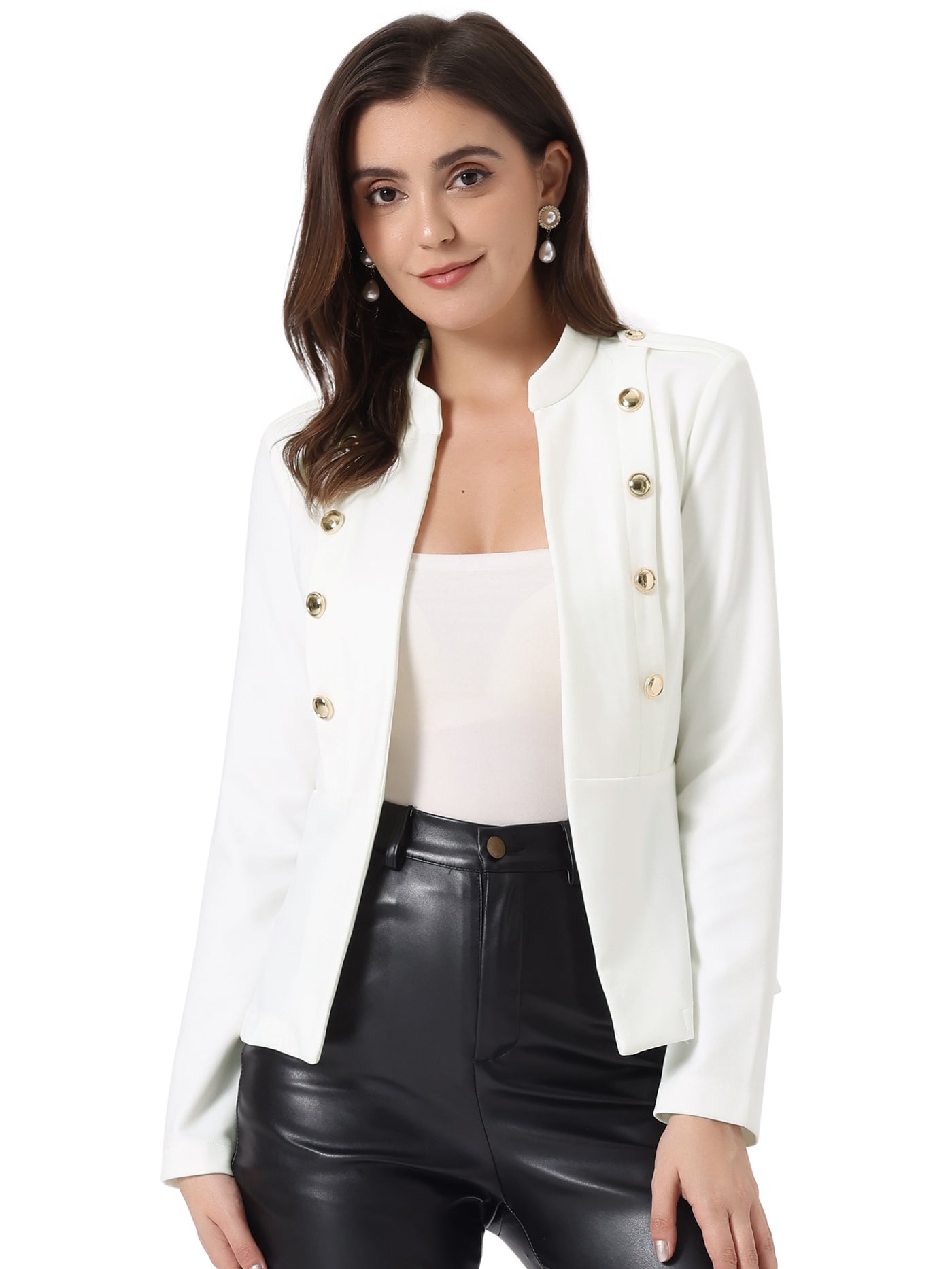 Allegra K Casual Long Sleeve Open Front Blazer Work Suit Jacket