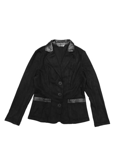 Faux Suede Lapel Collar Cowgirl 2 Button Blazer Jacket