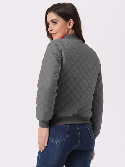 Casual Zip Up Raglan Long Sleeve Quilted Bomber Jacket