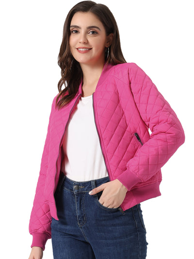 Casual Zip Up Raglan Long Sleeve Quilted Bomber Jacket