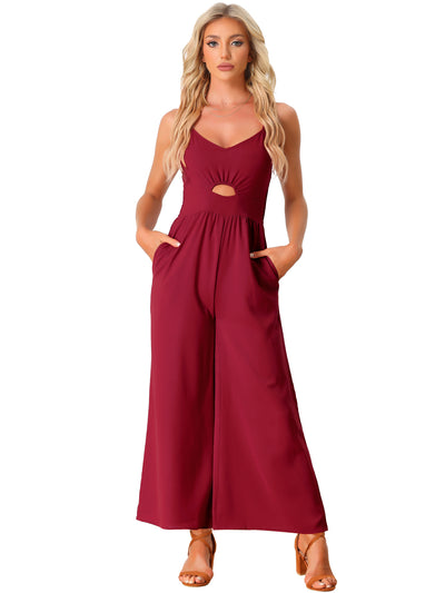 Sleeveless Cut Out Smocked Loose Wide Leg Summer Jumpsuits