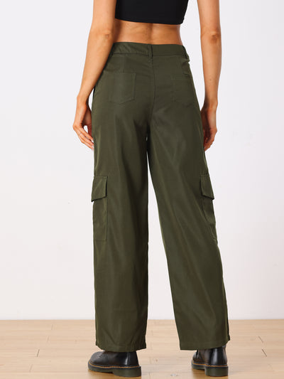 Mid Rise Baggy Wide Leg Pockets Y2K Casual Cargo Pants