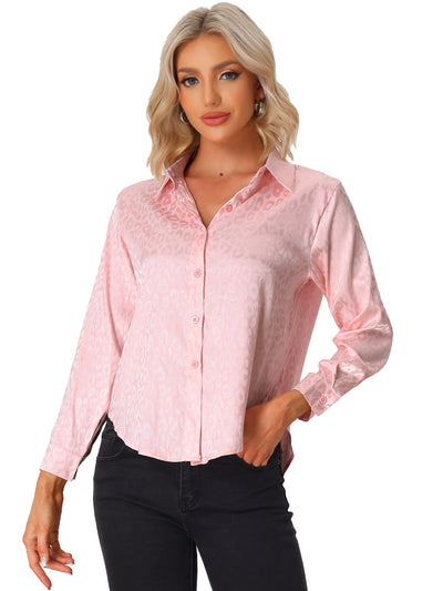 Women's Button Down Leopard Print Business Casual Shirt