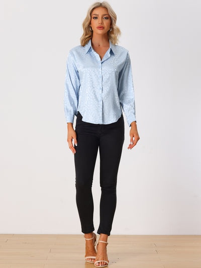 Women's Button Down Leopard Print Business Casual Shirt
