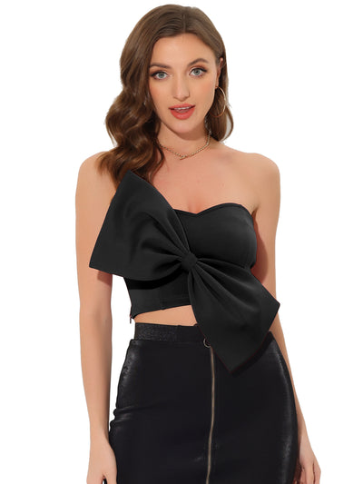 Bow Crop Strapless Sweetheart Neck Party Bustier Bandeau Top