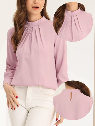 Stand Collar Chiffon Long Sleeve Business Casual Work Blouse