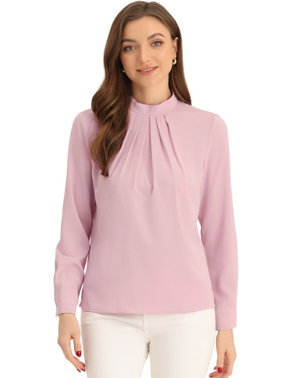 Stand Collar Chiffon Long Sleeve Business Casual Work Blouse