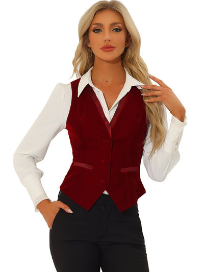 Retro Velvet Waistcoat V Neck Sleeveless Racerback Steampunk Vest