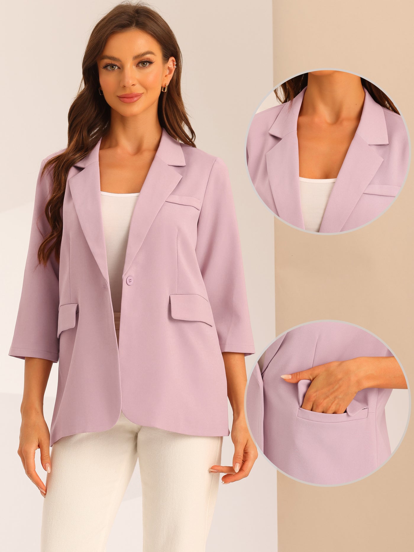 Allegra K Women's Work Lapel Collar Stretchy Jacket Suit Blazer 