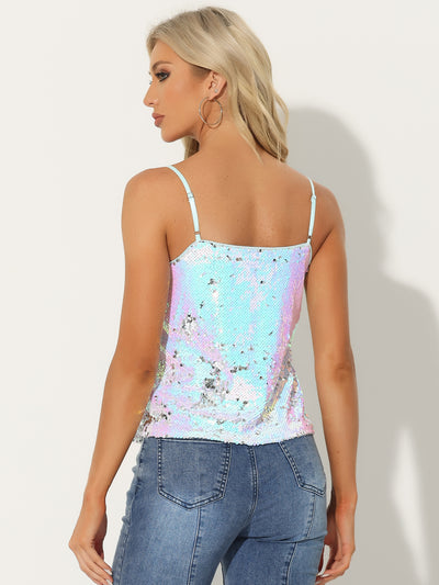 Sequined Straps Party Glitter Disco Sparkle Cami Top