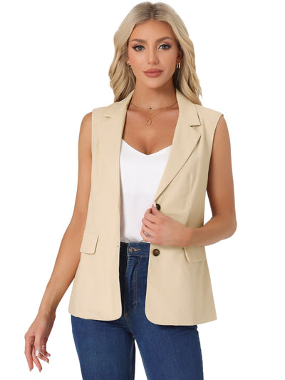 Sleeveless Business Casual Linen Work Office Suit Vest Jacket